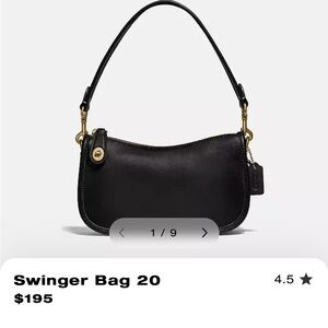 Coach Black Leather Swinger Bag